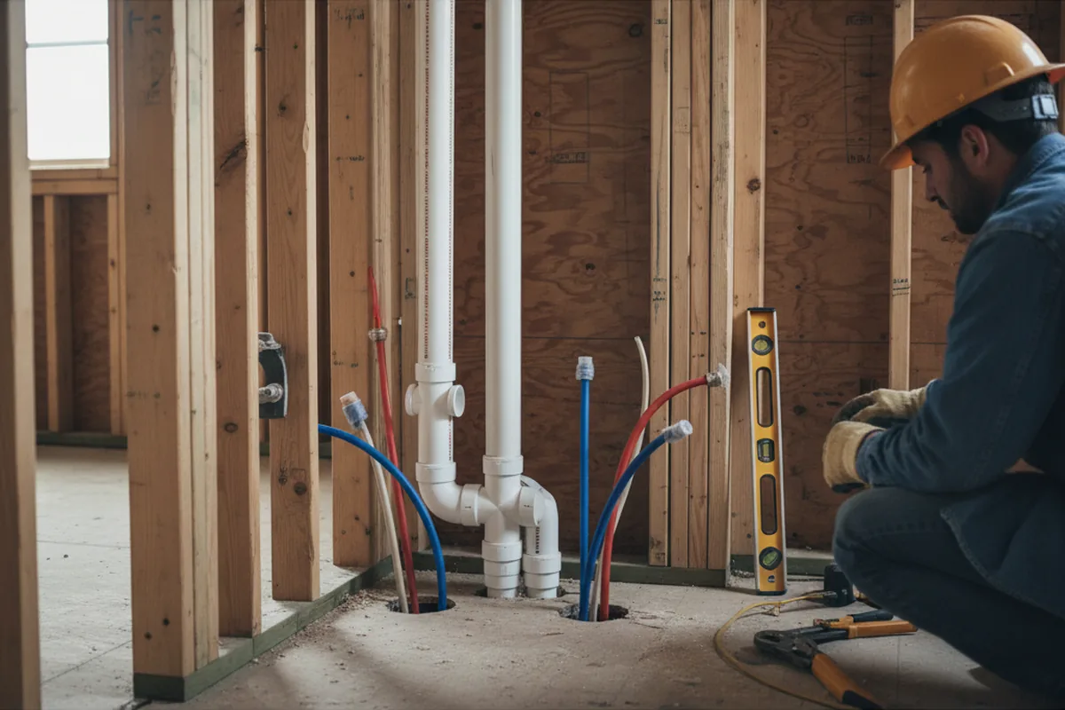 Drain and supply rough-in during Drain Cleaning in Salome